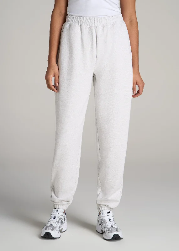 Women's Sporty Chic Clothes Wearever Oversized French Terry Joggers for Tall Women in Heather Cloud White