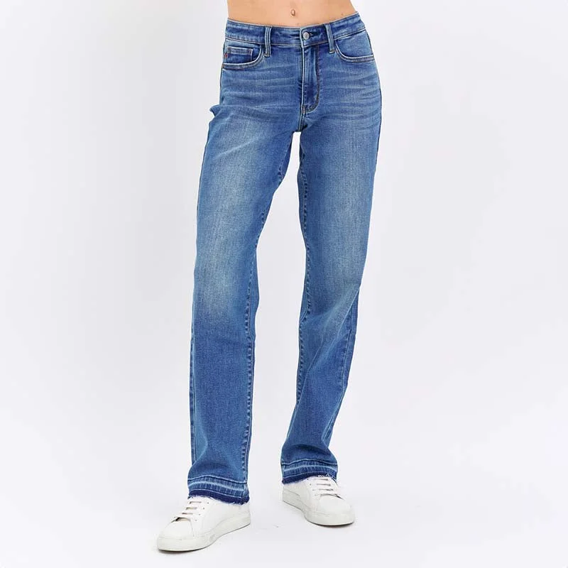 Women's Trendy Apparel Waistband Detail Straight Dad Jeans