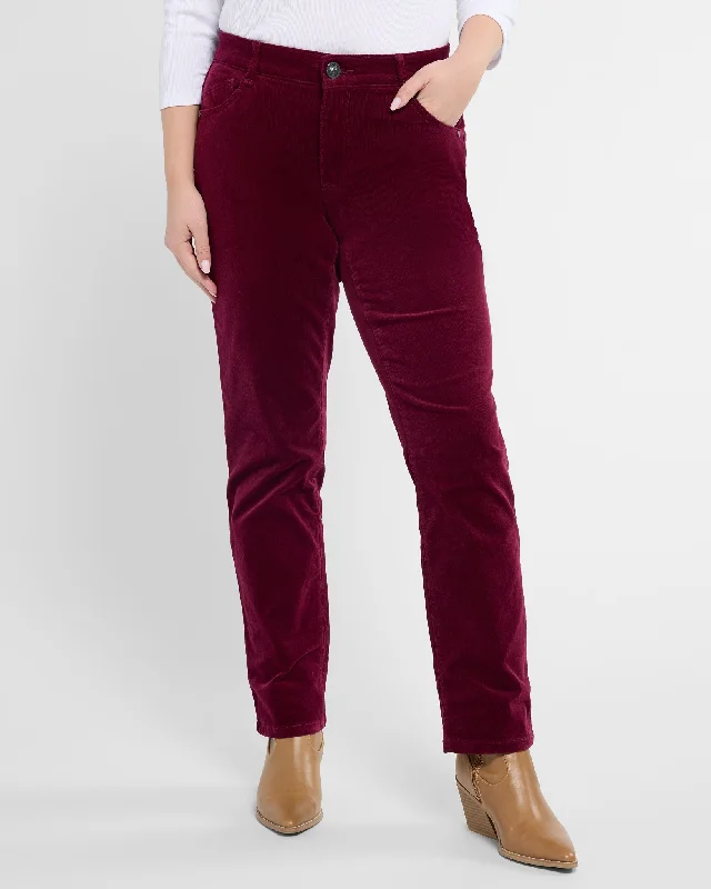 Unique Women's Fashion Pieces Plus Size Absolution High Rise Corduroy Straight Leg Pant