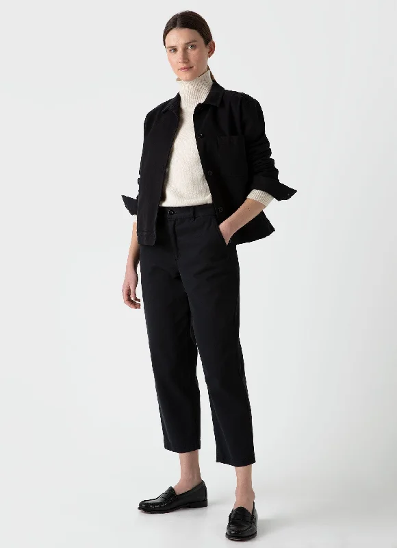 Women's Vintage Garments Women's Cotton Tapered Trouser in Black