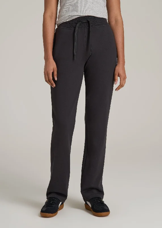 Women's Clothes For Work Events Wearever Fleece Open-Bottom Sweatpants for Tall Women in Graphite Black