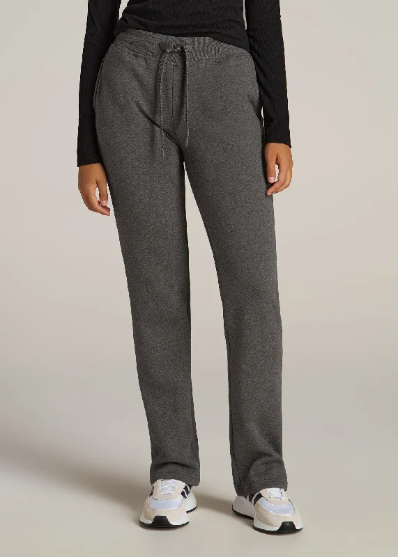 Women's Elegant Apparel Wearever Fleece Open-Bottom Sweatpants for Tall Women in Charcoal Mix