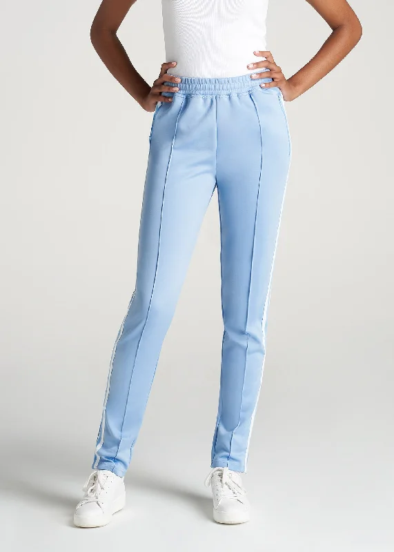 Women's Elegant Evening Outfit Women's Tall Athletic Stripe Pants in Cloud Blue & White