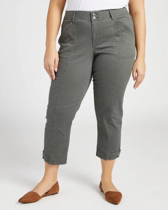 Fashion Forward Plus Size AbSolution High Rise Tapered Utility withSnap Hem
