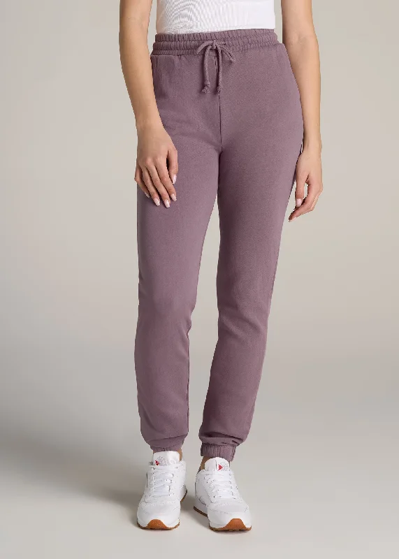 Women's Trendy Outfit Wearever Fleece SLIM-FIT High-Waisted Women's Garment Dye Sweatpants in Smoked Mauve