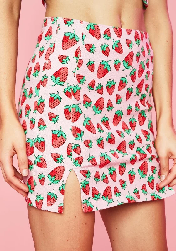 Sophisticated Fashion Strawberry Fields Denim Skirt