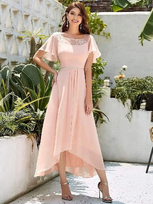 Modern Women's Apparel Women's Casual Boat Neck A-Line Midi Dress with Asymmetrical Hems Modern Women's Apparel Women's Casual Boat Neck A-Line Midi Dress with Asymmetrical Hems