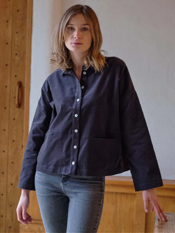 Season Offer Anya Relaxed Cotton Corduroy Blouse | Grey Cord