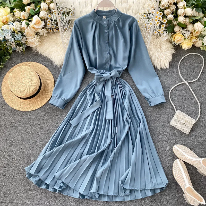 Casual Apparel For Women Pleated Shirt Dress, Boho Dress For Women