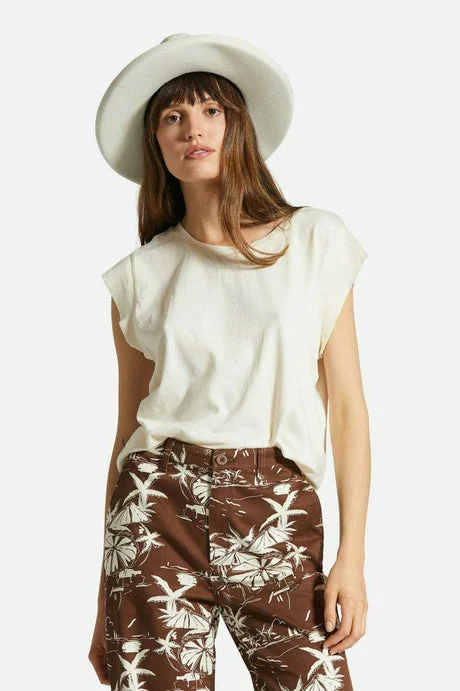 Stylish Looks Brixton  CAREFREE ORGANIC GARMENT DYED BOXY T-SHIRT - WHITE SMOKE