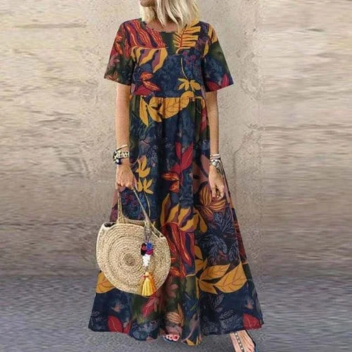 Affordable Women's Garments Adrian Vintage Floral Printed Dress