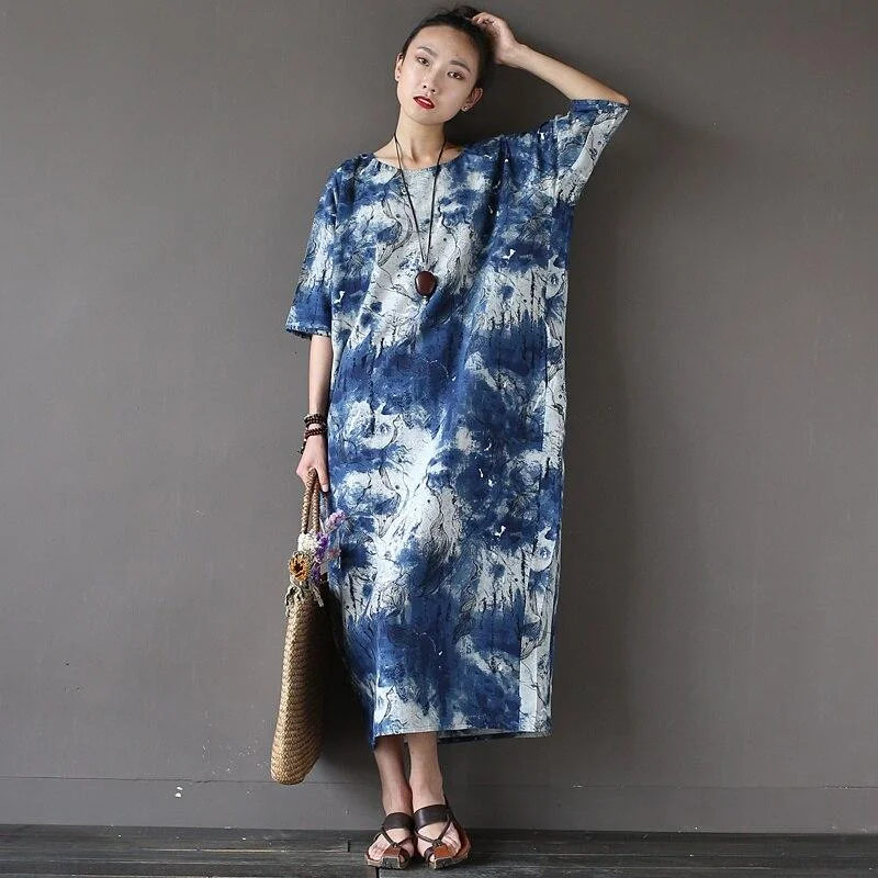 Casual Outfit For Women Tie Dye Ink Abstract Dress