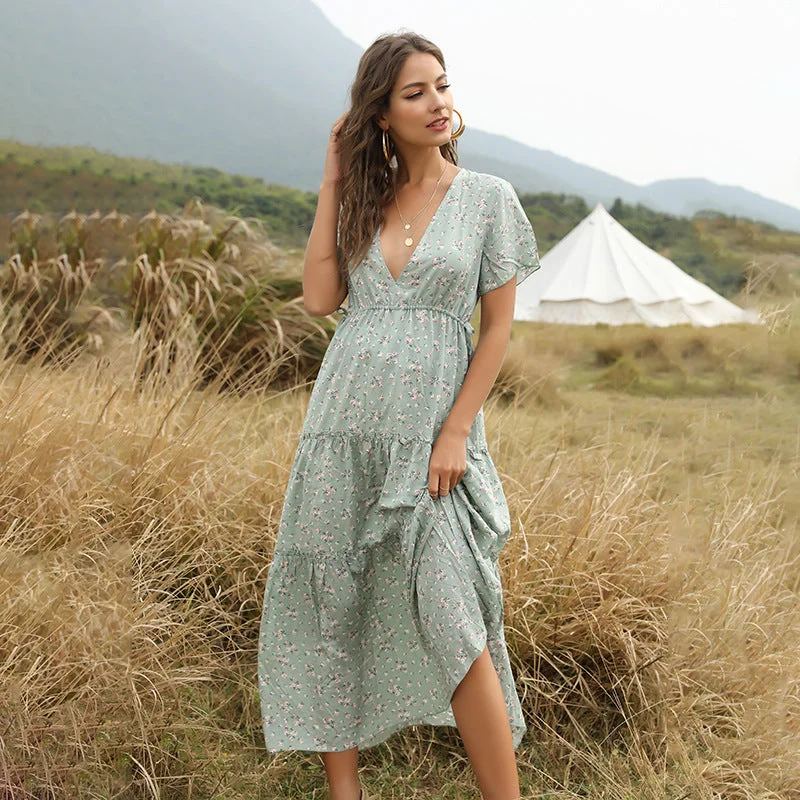 Women's Elegant Clothes Boho Floral Summer Dress, Bohemian Dress For Women