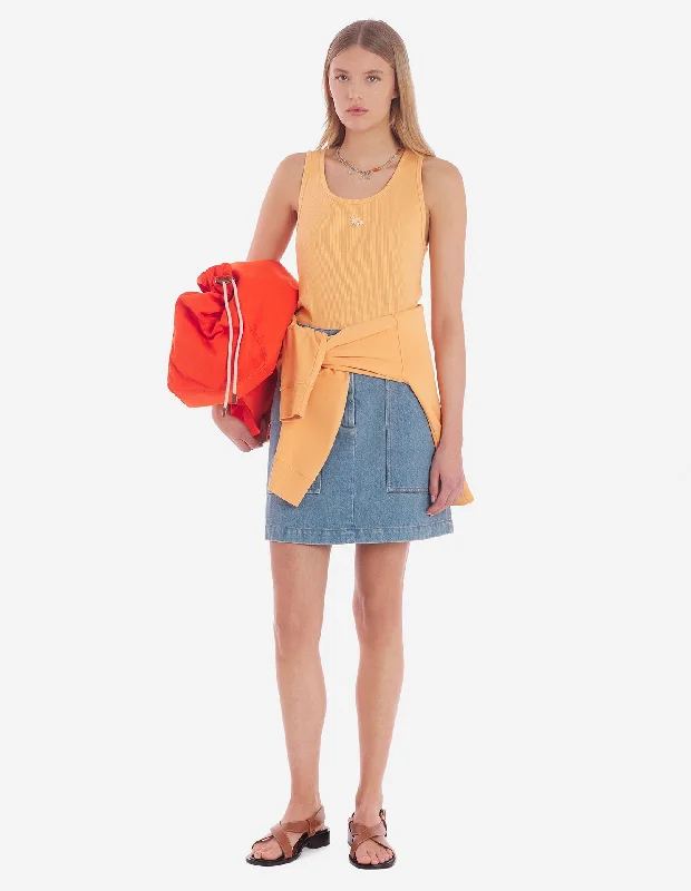 Versatile Wardrobe Essentials Women's Baby Fox Patch Ribbed Tank Top Sunset Orange