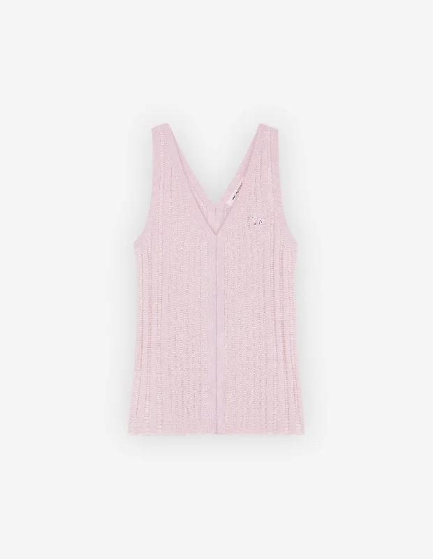 Style Redefined Women's Baby Fox Patch Ribbed Tank Top Lilac