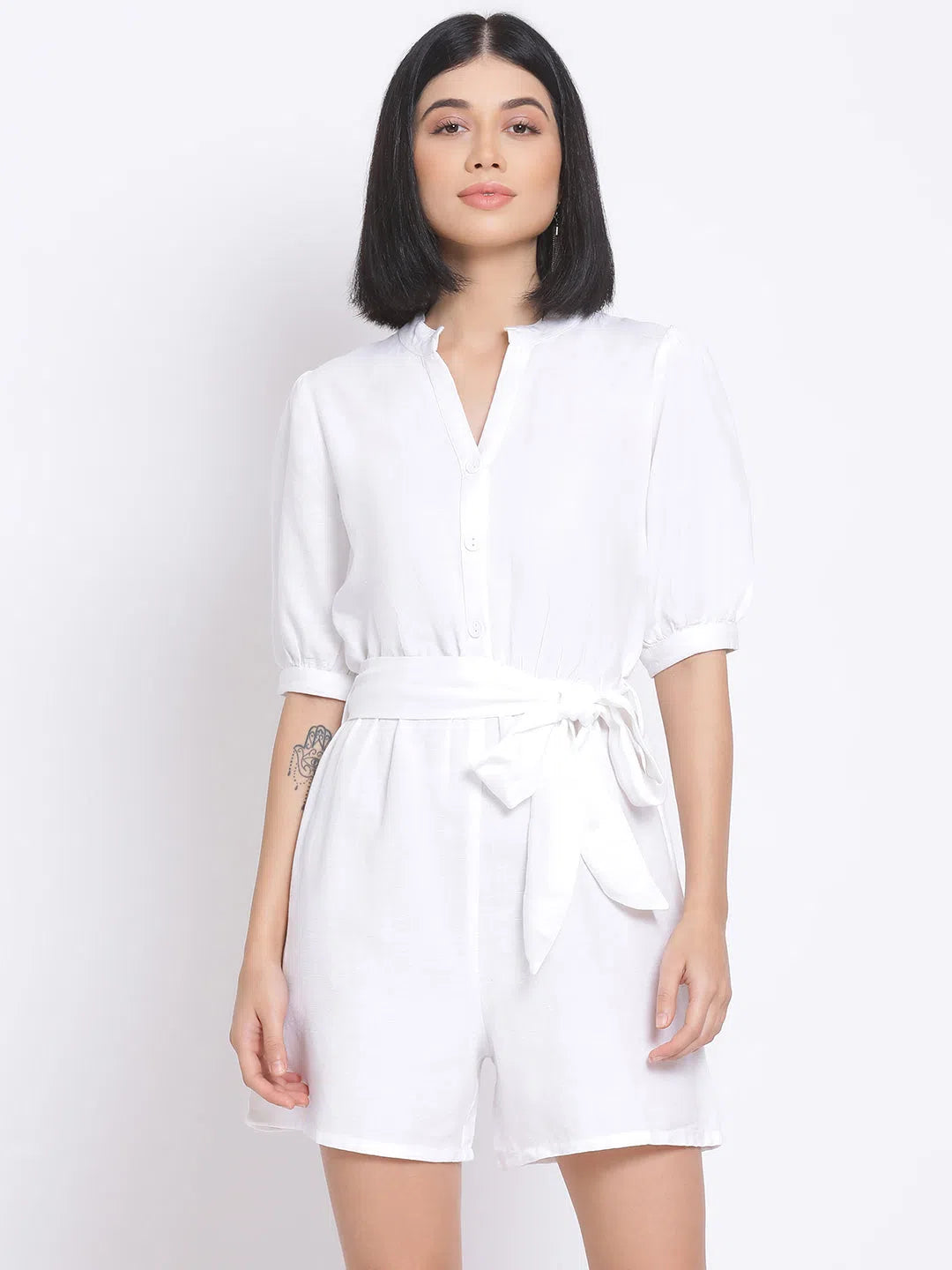 Casual Attire For Women Women Solid Standard White Jumpsuits & Sets