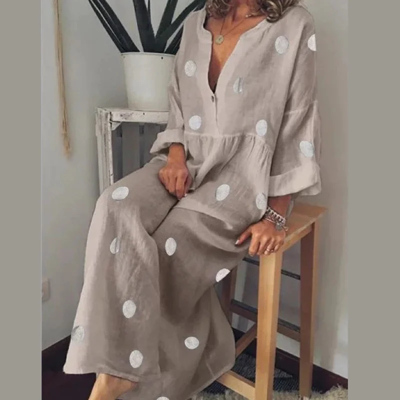 Affordable Women's Clothing Polka Dot Kaftan Dress