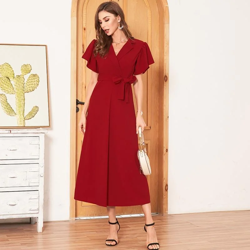 Insane Discount Onslaught FashionSierra - Elegant Wrap Dress Women Lapel Neck Butterfly Sleeve Belted A-line Dresses Woman Party Ladies Midi Dress Insane Discount Onslaught FashionSierra - Elegant Wrap Dress Women Lapel Neck Butterfly Sleeve Belted A-line Dresses Woman Party Ladies Midi Dress