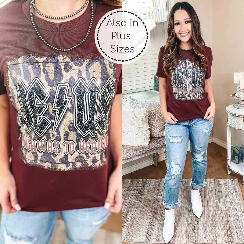 Trendy Street Style Attire Last Chance Size Small & Large | Jesus Is The Highway To Heaven Short Sleeve Graphic Tee in Maroon Trendy Street Style Attire Last Chance Size Small & Large | Jesus Is The Highway To Heaven Short Sleeve Graphic Tee in Maroon