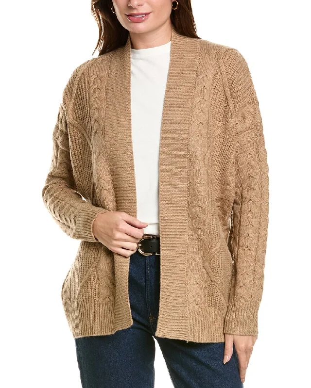 Contemporary Women's Clothing Forte Cashmere Luxe Cable Wool & Cashmere-Blend Cardigan Contemporary Women's Clothing Forte Cashmere Luxe Cable Wool & Cashmere-Blend Cardigan
