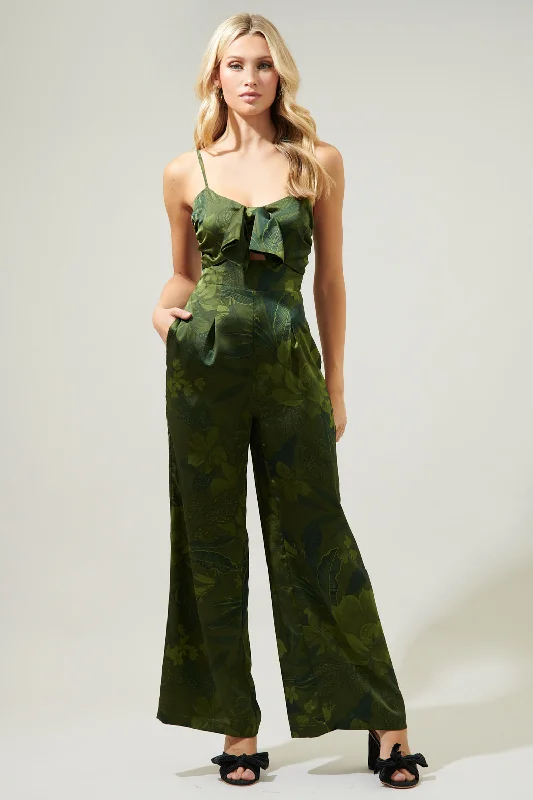 Women's Elegant Formal Outfit Ivy Tropics Raleigh Cut Out Straight Leg Jumpsuit