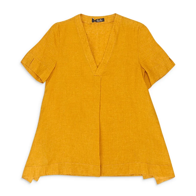 Clothing Store V-NECK SHORT SLEEVE YELLOW BLOUSE