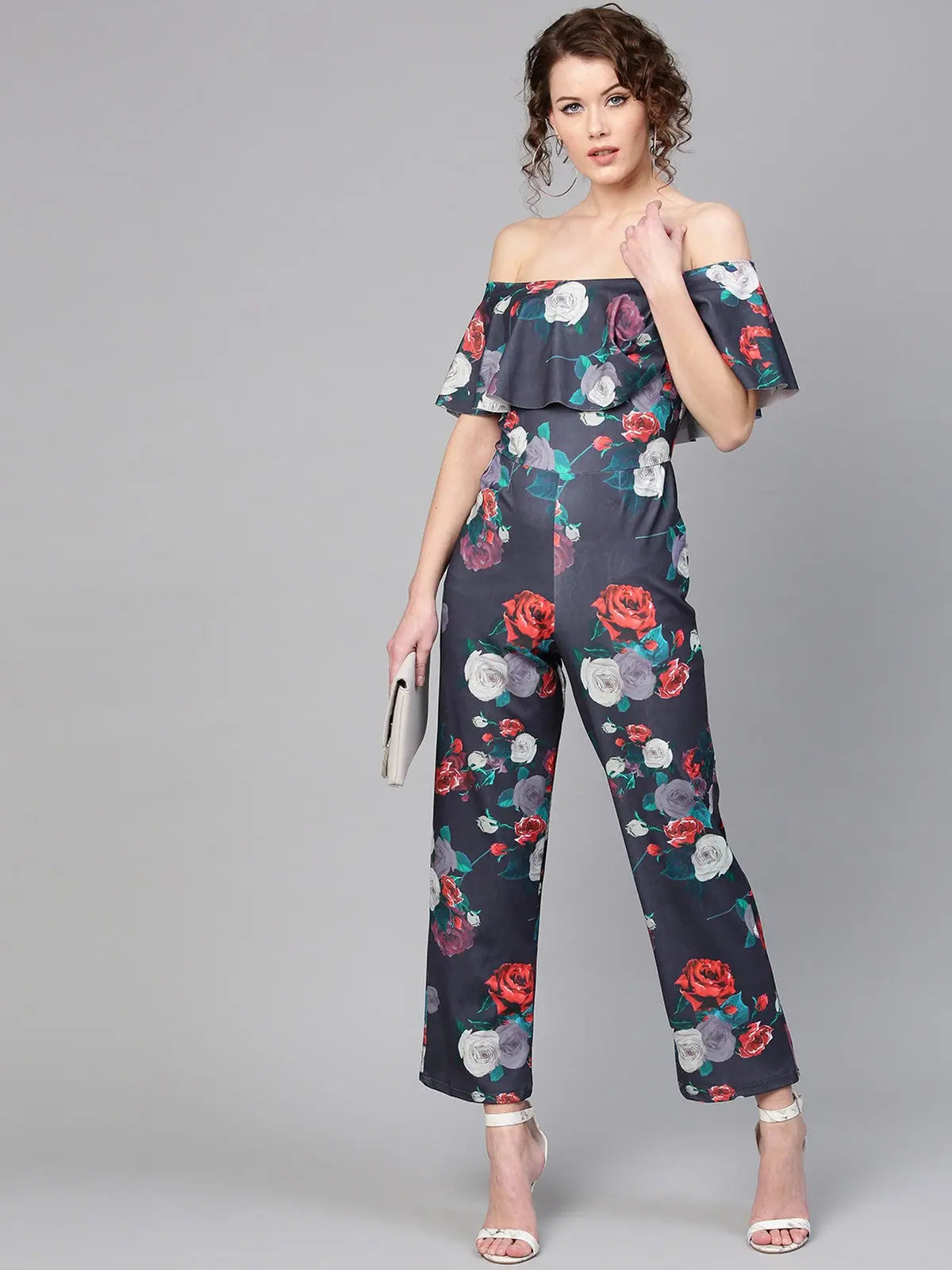 Women's Clothes For Work Floral Scuba Jumpsuit