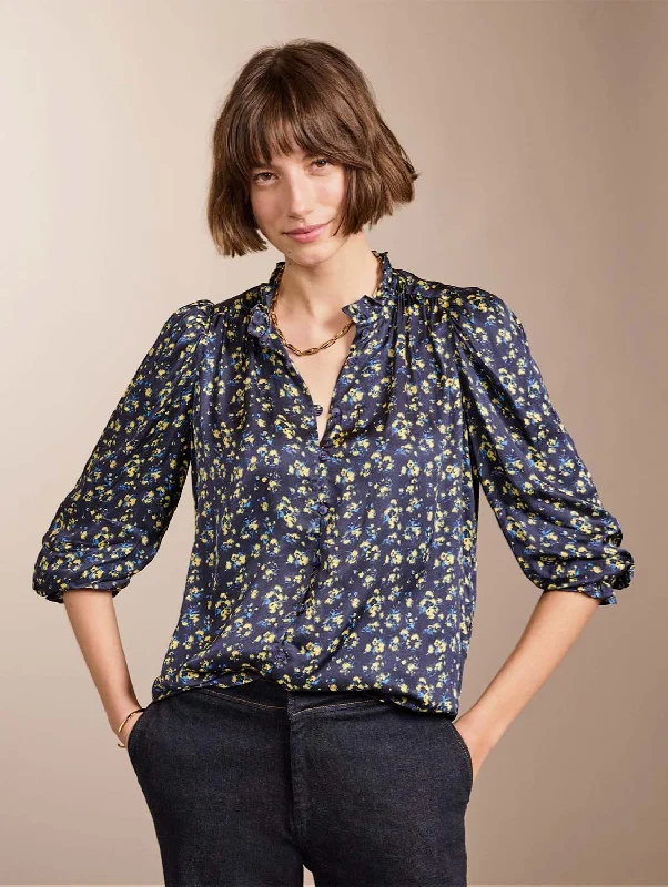 Special Offers, Don't Miss Melie LENZING™ ECOVERO™ Recycled Blouse | Blue Blurred Ditsy