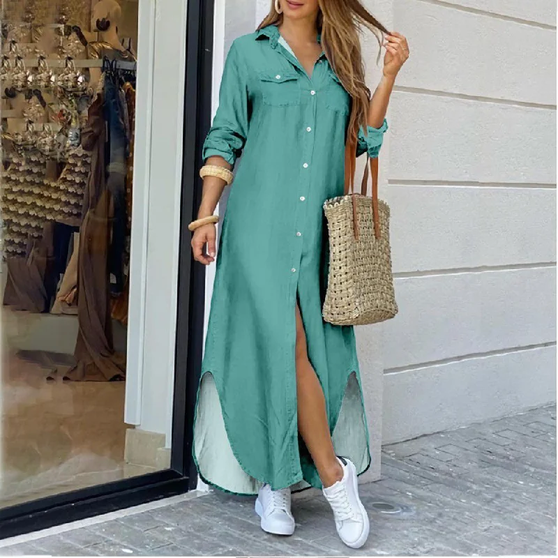 Women's Trendy Apparel Bohemian Maxi Shirt Dress, Boho Dress For Women