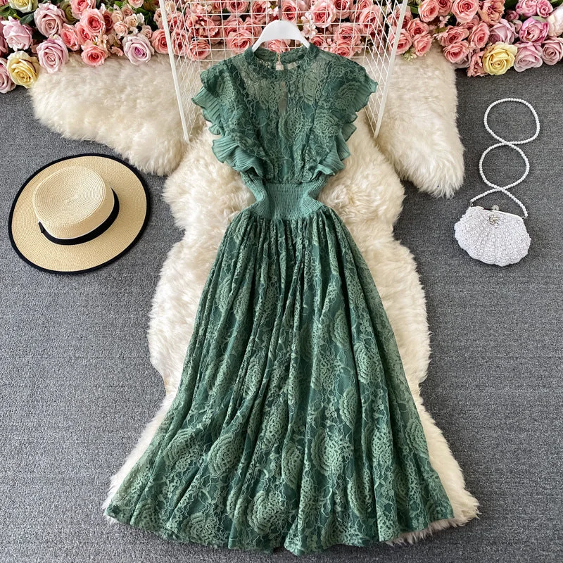 Women's Professional Outfit Lace Elegant Dress, Boho Summer Dress For Women