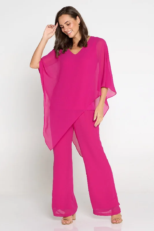 Fashion-Forward Women's Clothing Rendezvous Chiffon Pants - Hot Pink