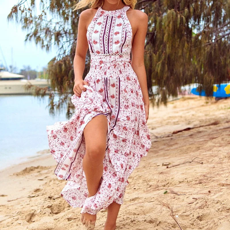 Women's Clothing For Special Occasions Halter Boho Summer Dress For Women, Bohemian Retro Dress