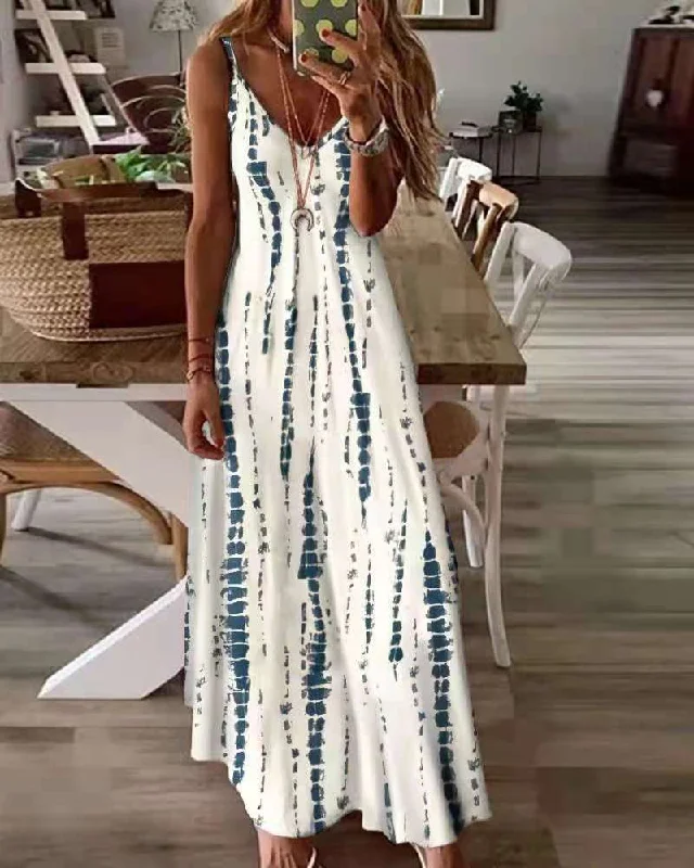 Women's High-End Clothing Tribal Summer Maxi Dress, Bohemian Tie Dye Dress