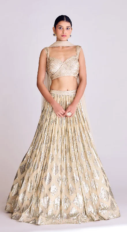 Stylish Women's Attire Ivory Georgette Lehenga Set