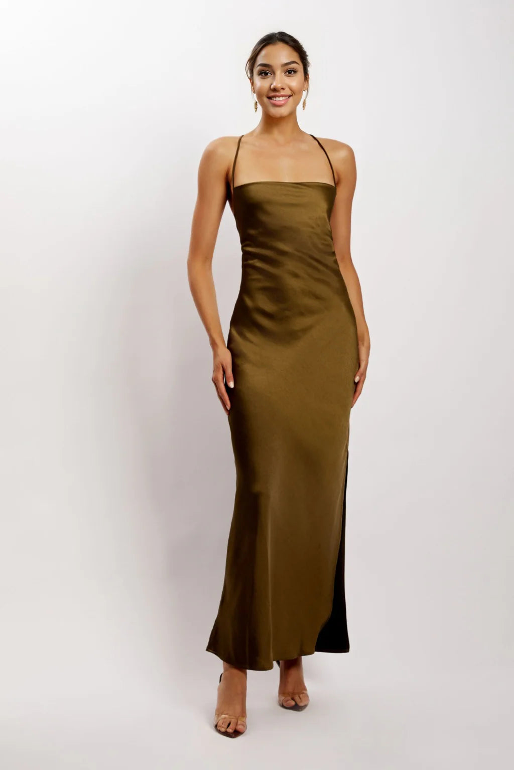 Women's Clothing Sets Sydney Straight Neck Slip Maxi Dress - Khaki