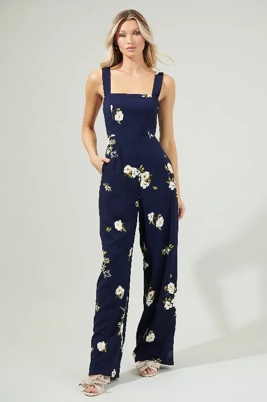 Women's Chic Apparel Arlene Floral Smocked Jumpsuit