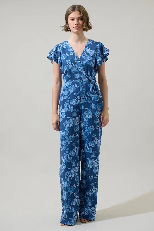 Timeless Women's Apparel Bary Floral Tiley Wide Leg Jumpsuit