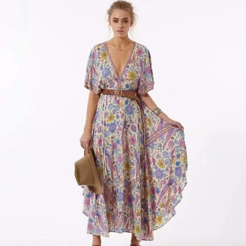 Women's Clothing Apparel Sets Starshine Floral Hippie Maxi Dress