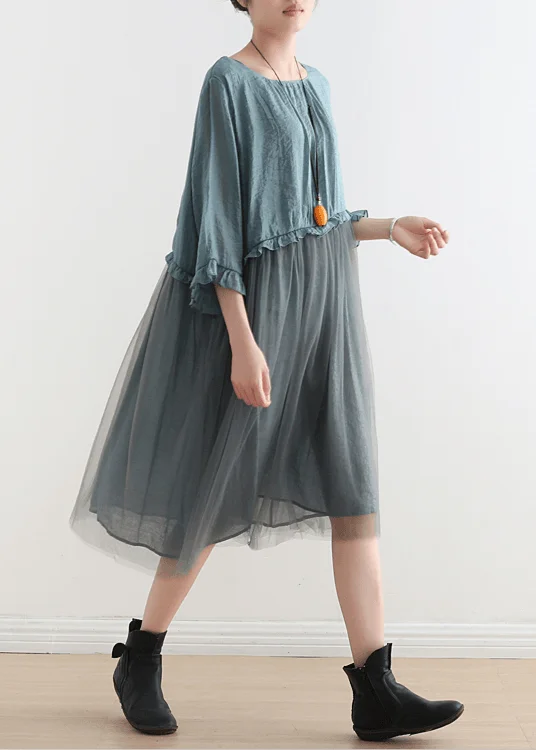 Break Fashion Norms Light Blue Tull Maxi dresses patchwork chiffon Summer Dresses