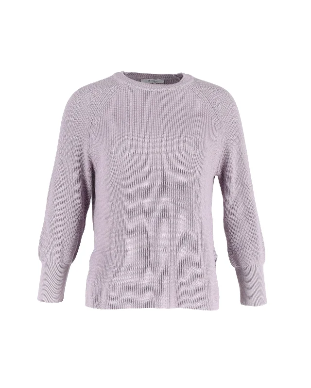 Fashion-Forward Women's Clothing Max Mara Ribbed Crewneck Sweater in Lavender Cotton