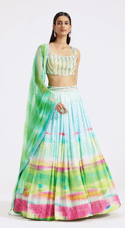 Women's Clothes For Outdoor Events Multicoloured Printed Lehenga Set