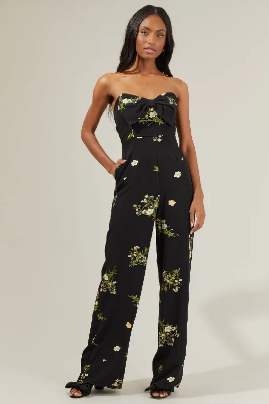 Women's Plus-Size Clothes Jenna Floral Wide Leg Jumpsuit