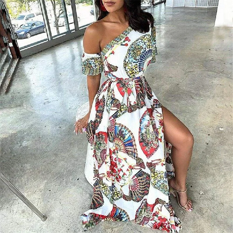 Fashion For Every Occasion FashionSierra - Women's Boho Maxi Dress Fashion Ladies Casual One Shoulder Floral Holiday Summer Beach Evening Party Long Sundress Fashion For Every Occasion FashionSierra - Women's Boho Maxi Dress Fashion Ladies Casual One Shoulder Floral Holiday Summer Beach Evening Party Long Sundress