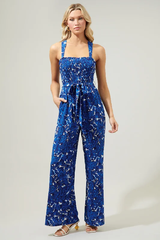 Women's Night-Out Clothes Caspian Floral Erie Racerback Jumpsuit