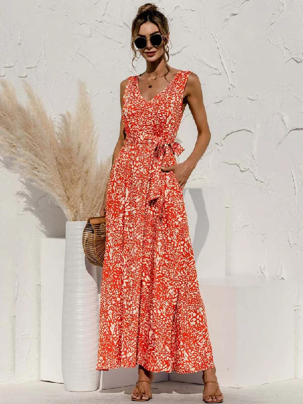 Business Casual Outfits FashionSierra - Boho V Neck Sleeveless Pocket Floral Maxi Dress Business Casual Outfits FashionSierra - Boho V Neck Sleeveless Pocket Floral Maxi Dress