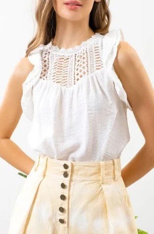 Gorgeous Glamour Collection Solid Lace Tank Top