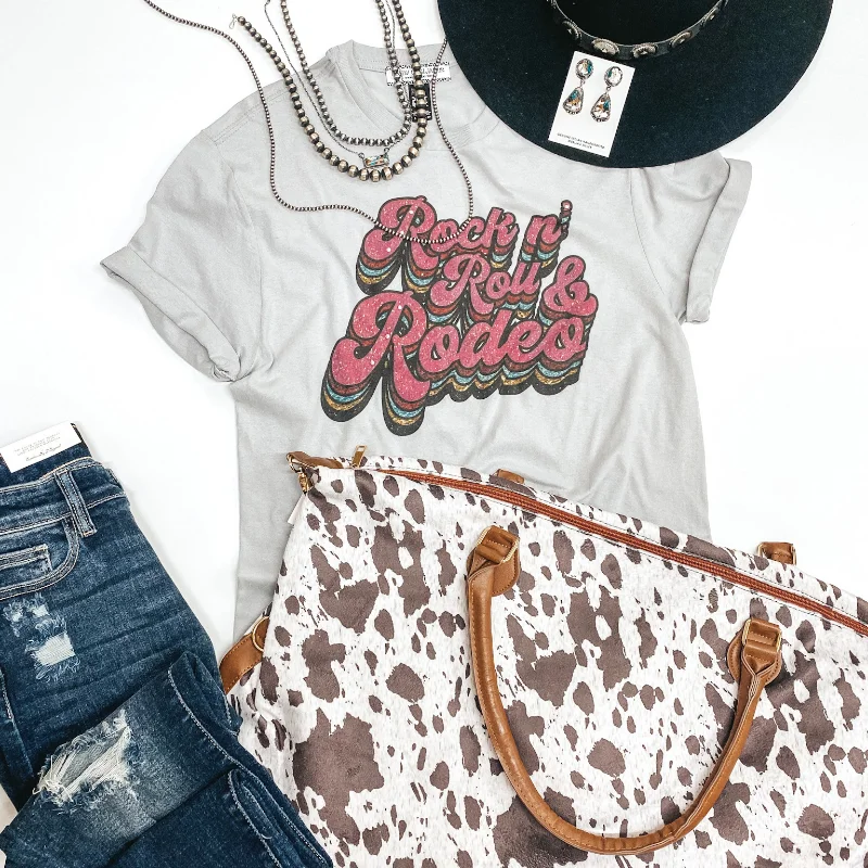 Dive Into Trendy Women's Fashion Last Chance Size 2XL | Rock N' Roll & Rodeo Retro Print Graphic Tee in Grey Dive Into Trendy Women's Fashion Last Chance Size 2XL | Rock N' Roll & Rodeo Retro Print Graphic Tee in Grey