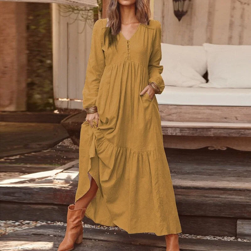 Women's Trendy Clothing Long Sleeve Boho Summer Dress For Women, Bohemian Dress