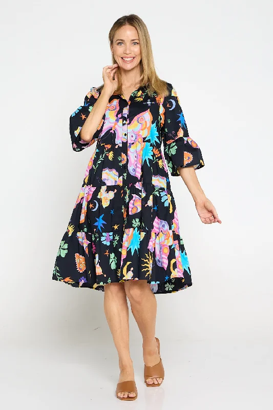 Timeless Women's Outfit Lucie Cotton Dress - Butterfly Dream