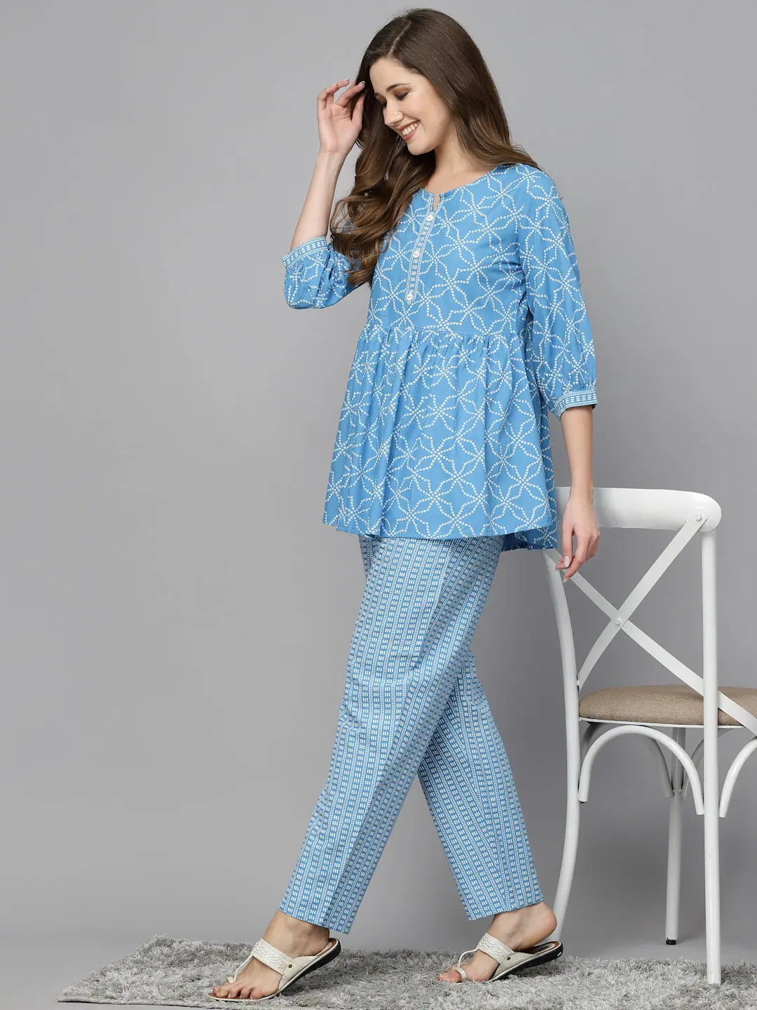 Women's Work Outfit Women Printed Standard Blue Jumpsuits & Sets